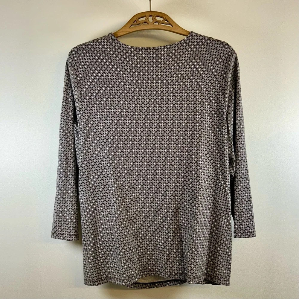 Talbots Women’s 2XP Brown Patterned Wrap Top - Picture 5 of 8